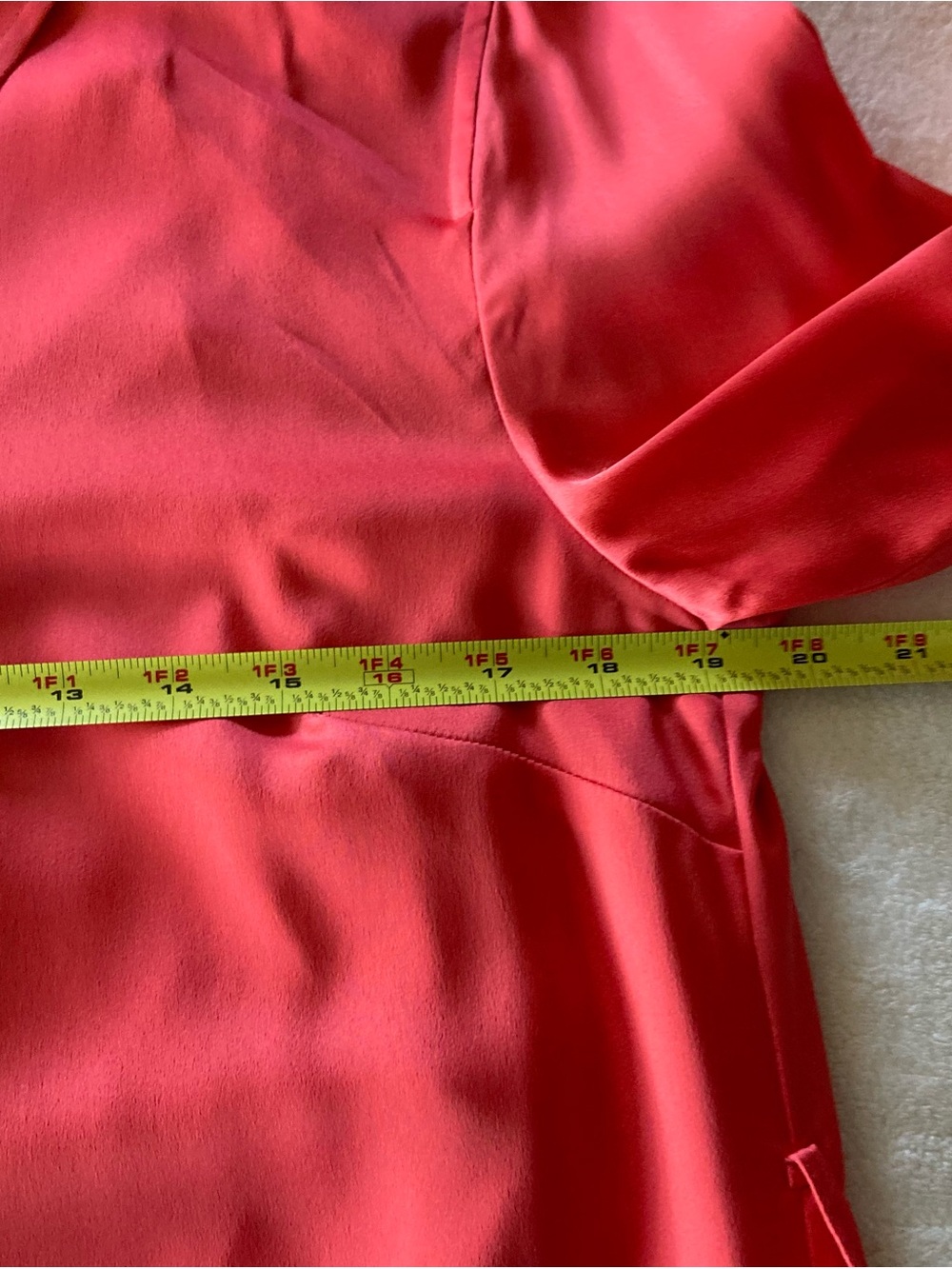 Banana Republic TieWaist Shirtdress, Bright Coral Sz M. Satiny Polyester.#796756 - Picture 5 of 14